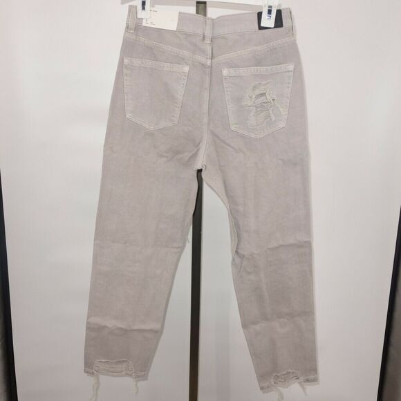 NEW American Eagle High Rise Mom Jeans Ripped Distressed Gray 6 Short - Picture 7 of 11
